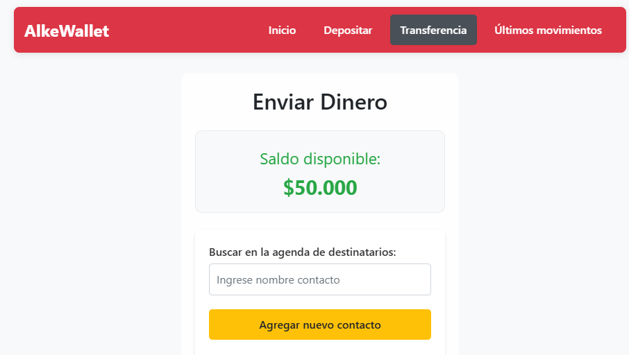 Billetera Digital - Enviar dinero